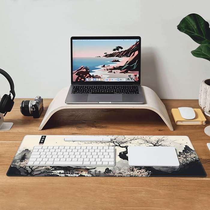 Japanese Mouse Pad, Large Japanese Desk Mat, XL Anime Gaming Keyboard Mat, Non-Slip Rubber Base, Big Extended Desk Protector for Home Office, 31.5”x11.8” - Image 9