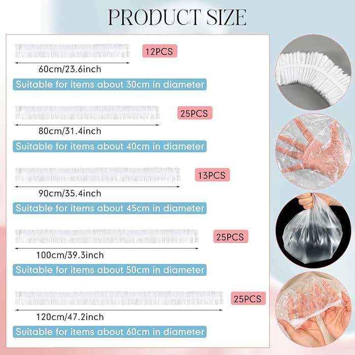 Chivertion 100 Pcs Kitchen Appliance Covers, Clear Disposable Dust Cover, 5 Different Sizes Dustproof with Elastic for Air Fryer, Blender, Coffee Maker, Slow Cooker, Toaster Oven Pressure Cooker - Image 3
