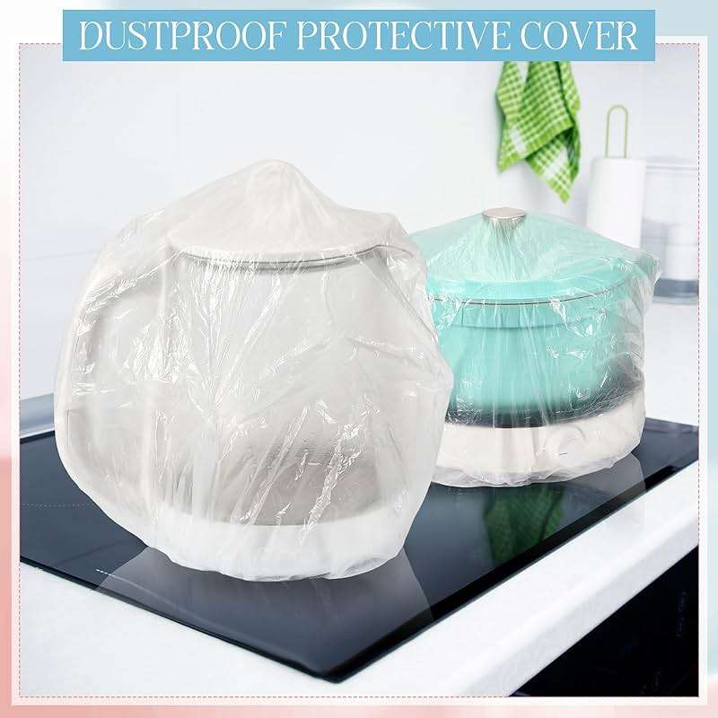 Chivertion 100 Pcs Kitchen Appliance Covers, Clear Disposable Dust Cover, 5 Different Sizes Dustproof with Elastic for Air Fryer, Blender, Coffee Maker, Slow Cooker, Toaster Oven Pressure Cooker - Image 5