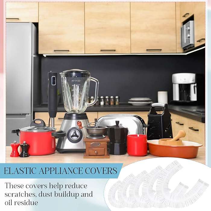 Chivertion 100 Pcs Kitchen Appliance Covers, Clear Disposable Dust Cover, 5 Different Sizes Dustproof with Elastic for Air Fryer, Blender, Coffee Maker, Slow Cooker, Toaster Oven Pressure Cooker - Image 6