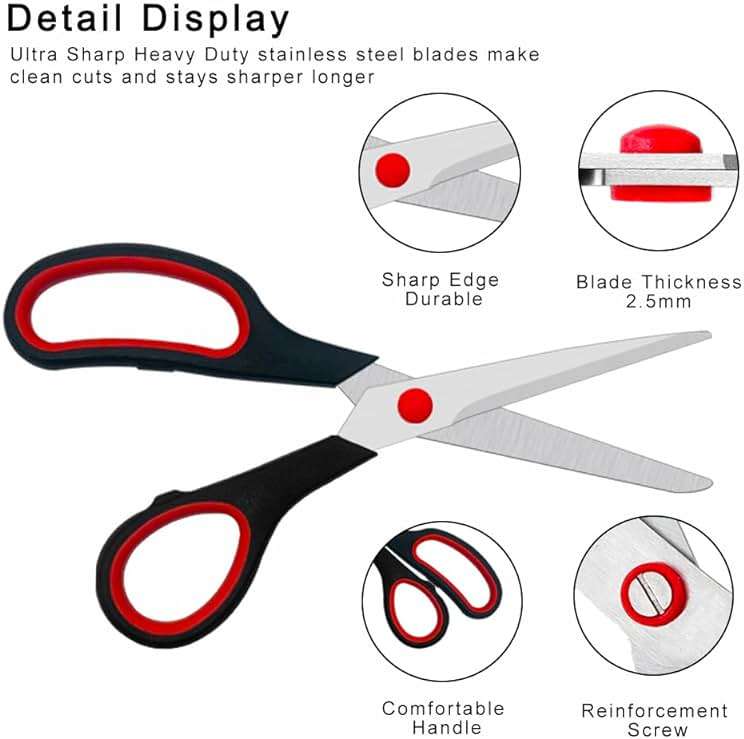 Scissors, 2 Pack 7.5 inch Scissors for Office and Home, Scissor All Purpose for School Fabric Craft Supplies Use - Image 4
