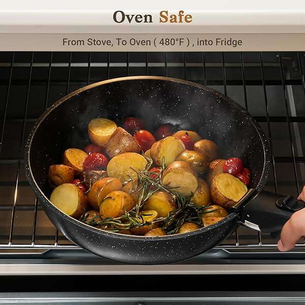SODAY 15Pcs Pots and Pans Set Non Stick, Cookware Sets with Detachable Handle, Nonstick RV Kitchen Cooking Tools Removable Handles, Oven Safe, Induction Fast, Stackable Induction Cookware,Black - Image 8