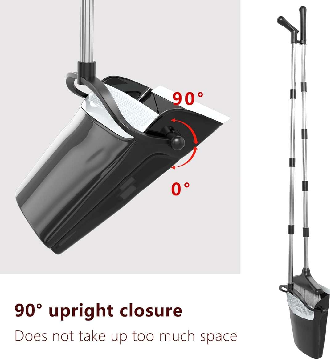 Broom with Dustpan Combo Set 54” Long Handle Household Dust Pan for Home Office Kitchen Cleaning （Black & Grey） - Image 5