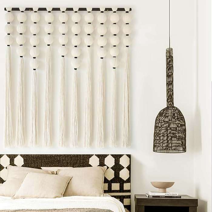 IOWER Large Macrame Wall Hanging Macrame Wall Decor Sphericity Cotton Textile Wall Hanging Boho Wall Decor Art Fiber Yarn Art Handmade 39" Wx39 L - Image 1