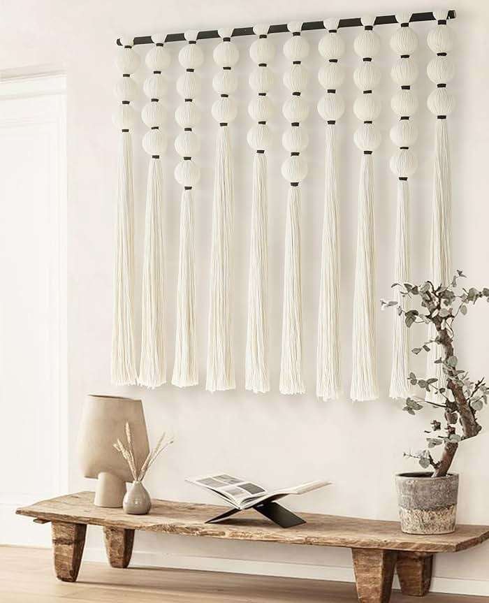 IOWER Large Macrame Wall Hanging Macrame Wall Decor Sphericity Cotton Textile Wall Hanging Boho Wall Decor Art Fiber Yarn Art Handmade 39" Wx39 L - Image 2