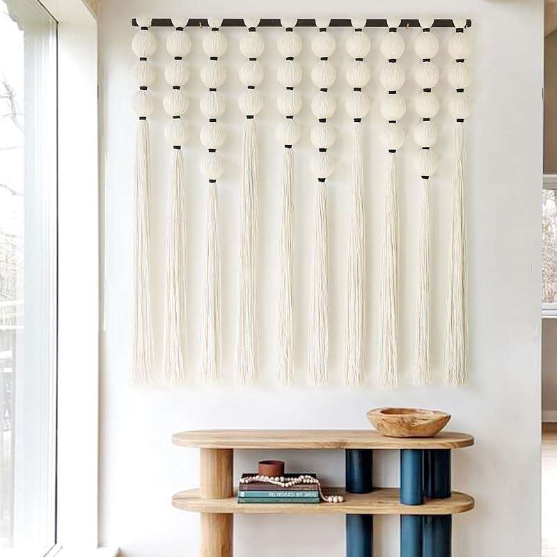 IOWER Large Macrame Wall Hanging Macrame Wall Decor Sphericity Cotton Textile Wall Hanging Boho Wall Decor Art Fiber Yarn Art Handmade 39" Wx39 L - Image 4