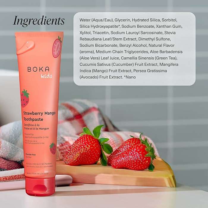 Boka Fluoride Free Toothpaste Nano Hydroxyapatite Toothpaste - Strawberry Mango Flavor, 4 oz 1Pk US Manufactured - Image 6