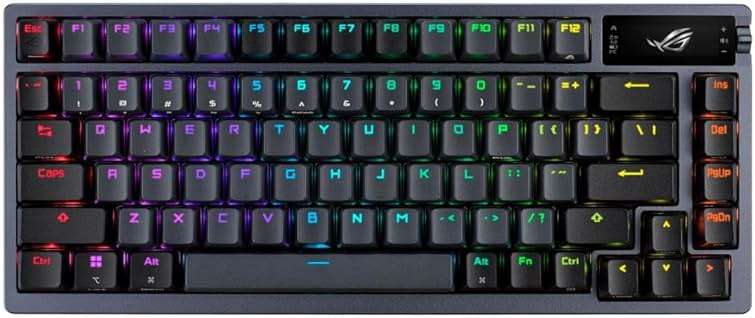 ASUS ROG Azoth Wireless Mechanical Gaming Keyboard – 75% TKL, Tri-Mode Connectivity, Hot Swappable Pre-lubed ROG NX Snow Linear Switches, PBT Keycaps, RGB, OLED Display, PC/Mac Support - Black - Image 1