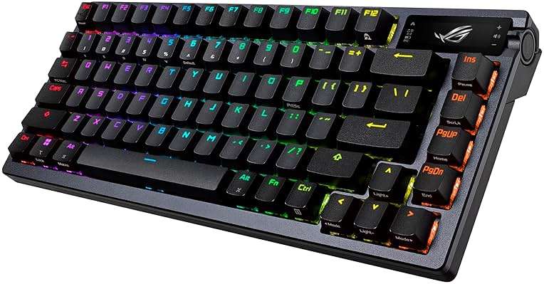 ASUS ROG Azoth Wireless Mechanical Gaming Keyboard – 75% TKL, Tri-Mode Connectivity, Hot Swappable Pre-lubed ROG NX Snow Linear Switches, PBT Keycaps, RGB, OLED Display, PC/Mac Support - Black - Image 4