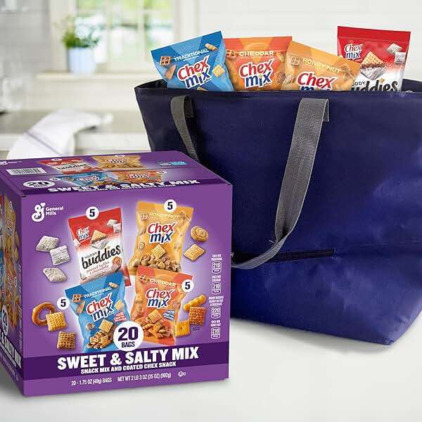 Sweet and Salty Snack Variety Pack, Muddy Buddies Peanut Butter and Chocolate, Chex Mix Traditional, Cheddar, and Honey Nut, 20 Ct, 35 oz - Image 6