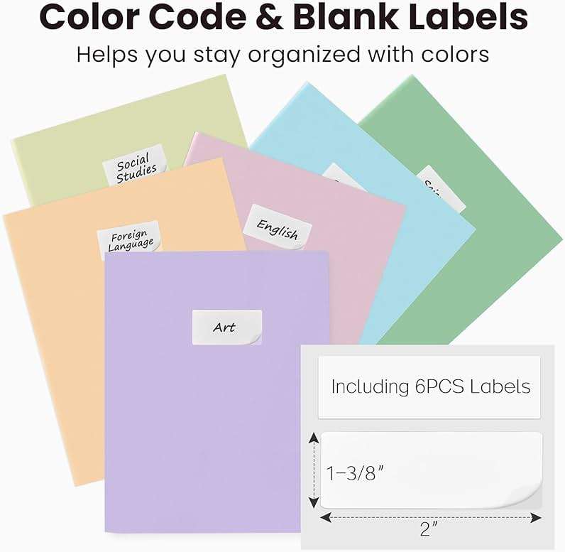 Sooez 6Pack Folders with Pockets, Pastels Colors, Heavy Duty Pocket Folder, Plastic Folders with Pockets, 2-Pocket Folder Bulk, Aesthetic File Folder, Back to School Office Filing Supplies - Image 3