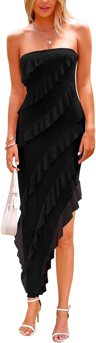 PRETTYGARDEN Summer Wedding Guest Dresses for Women 2026 Spring Cocktail Prom Graduation Bodycon Backless Elegant Midi Dress - Image 1