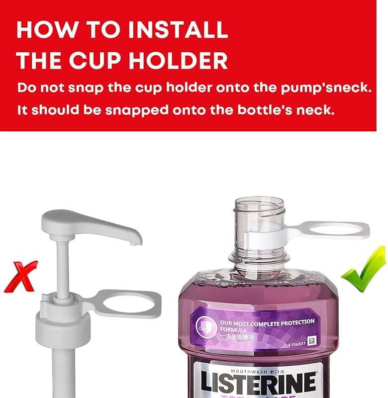 Dispenser Pumps for Listerine 1 or 1.5 Liter Mouthwash Bottles with Cup Holders, Resuable Cups and Clear Plastic Paper Cup Dispenser - Fits Total Care, Original, Zero Alcohol, Cool Mint, etc - Image 5