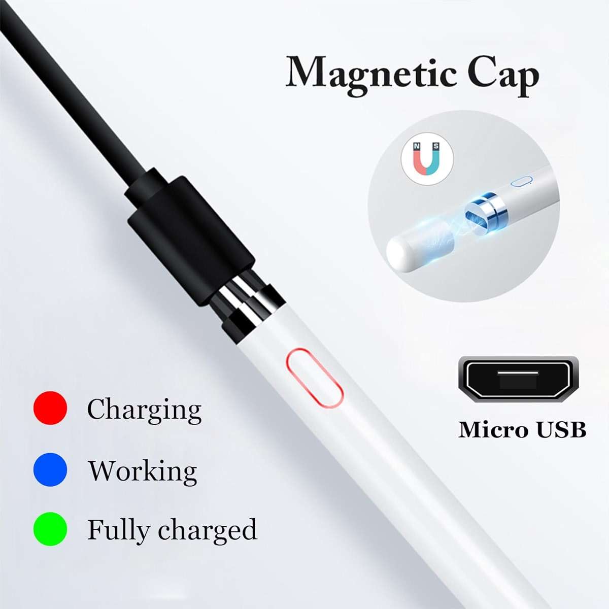 Stylus Pen for Touchscreen, Rechargeable Universal iPad Pen for Tablet, Digital Pens Fine Point Stylist Pen Compatible with Android, iOS, iPhone, iPad/iPad mini/Pro/Air and More Tablet/Phone - Image 3