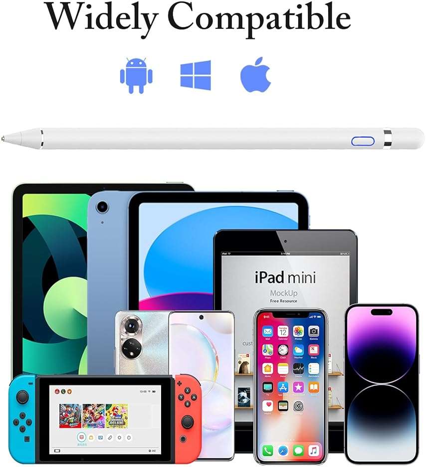 Stylus Pen for Touchscreen, Rechargeable Universal iPad Pen for Tablet, Digital Pens Fine Point Stylist Pen Compatible with Android, iOS, iPhone, iPad/iPad mini/Pro/Air and More Tablet/Phone - Image 6