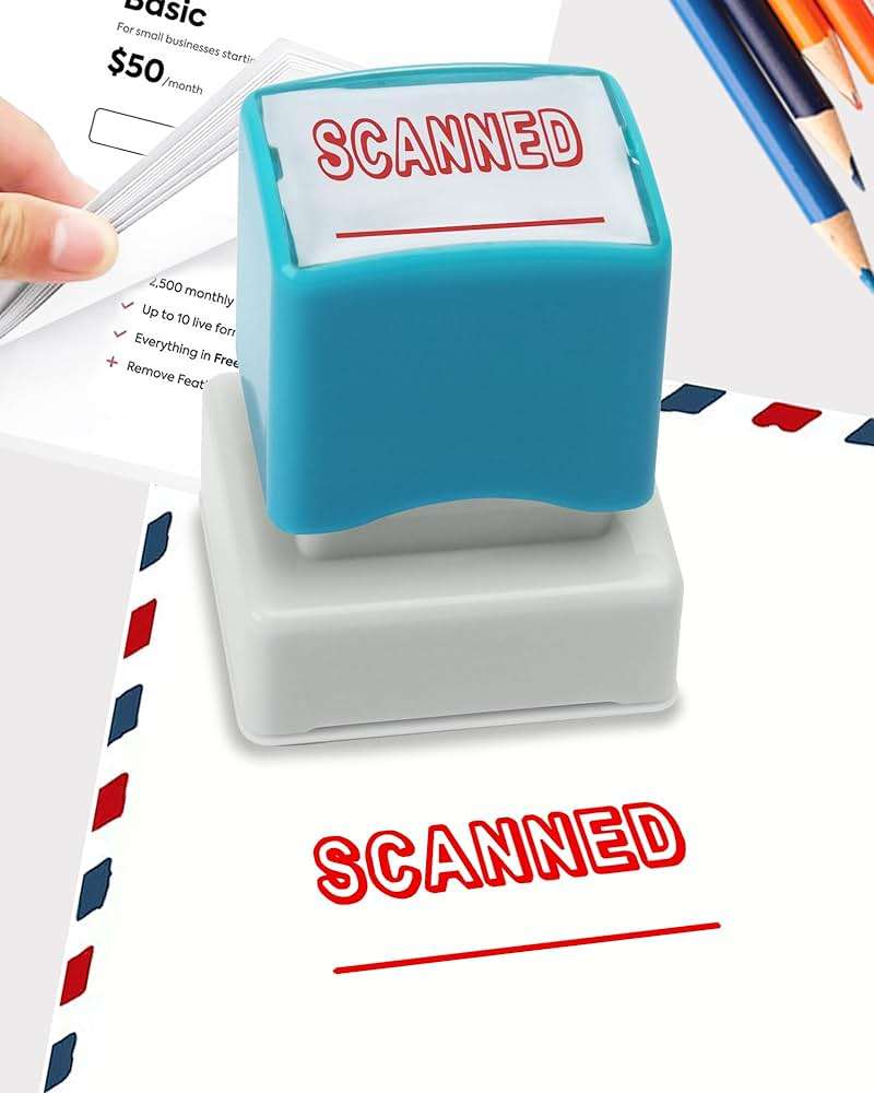 Scanned Self Inking Rubber Stamp YQBOOM Refillable Paid Stamper for Business, Office Stamps - Red Ink - Image 2