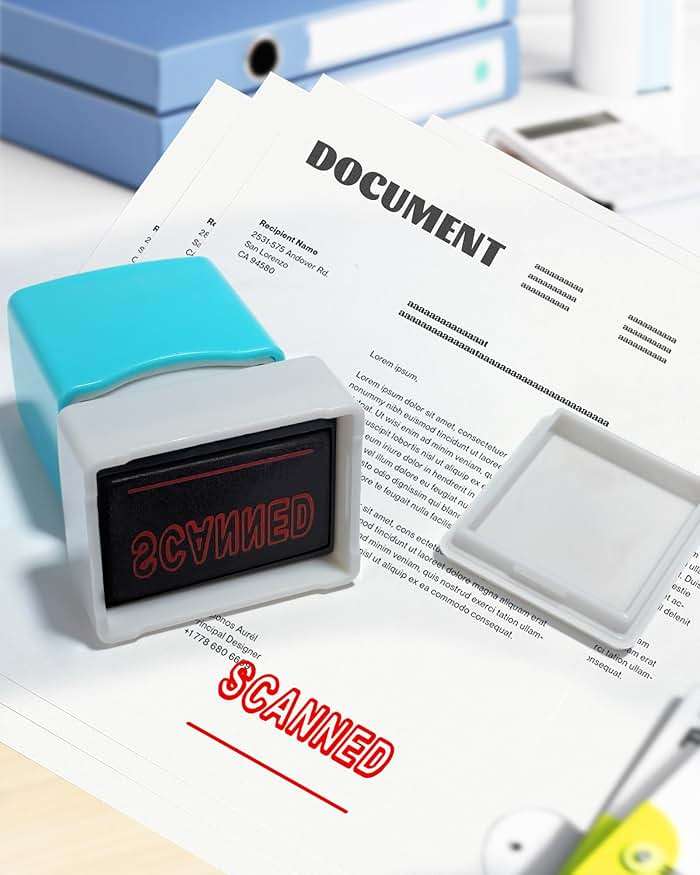 Scanned Self Inking Rubber Stamp YQBOOM Refillable Paid Stamper for Business, Office Stamps - Red Ink - Image 4