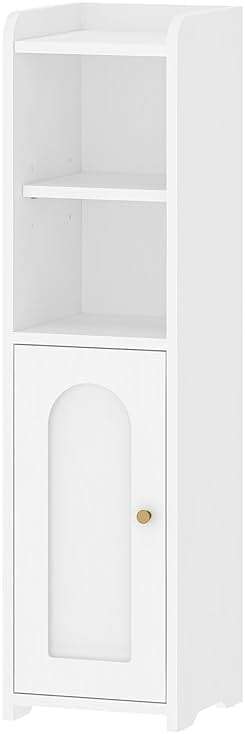 Hzuaneri Bathroom Storage Cabinet, Small Corner Floor Cabinet with Doors and Adjustable Shelf, Narrow Toilet Paper Cabinets, Bathroom Organizer for Small Spaces, White BC19703X - Image 8