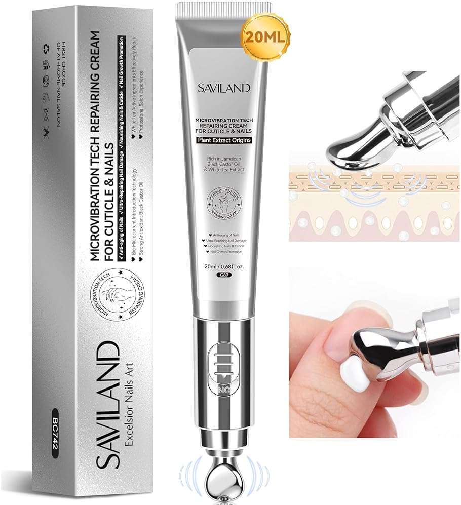 SAVILAND Ultra-Repairing Cuticle Cream: 20ml Organic Black Castor Oil Vitamin E Cuticle Softener for Deep Hydration Nail Care Aging Damaged Dry Cuticles Repair Nail Strengthener Home - Image 1