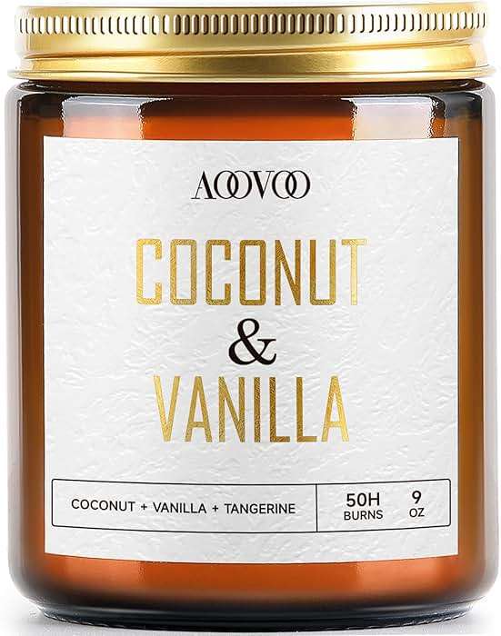 AOOVOO Coconut Vanilla Candles - 9 oz Scented Candles, Aromatherapy Candle, Soy Candle for Home Scented - Image 1