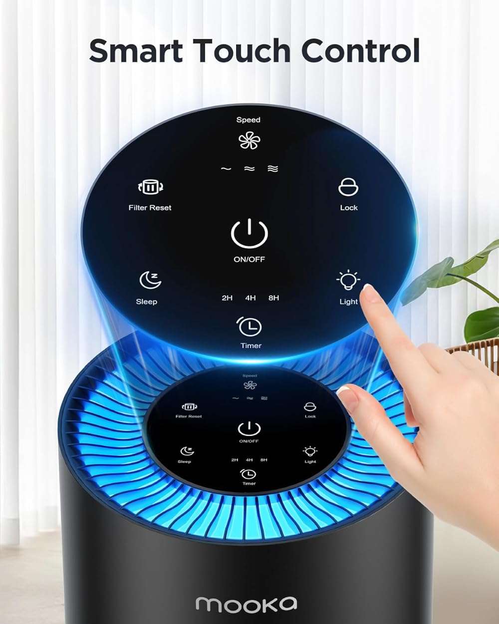 Air Purifiers for Home Large Room Pets Up to 1300 Sq Ft, MOOKA H13 True HEPA Air Purifier Cleaner with 360° Air Inlet, Fragrance, 13dB Air Purifier for Bedroom Wildfire Smoke Pet Dust Pollen (Black) - Image 9