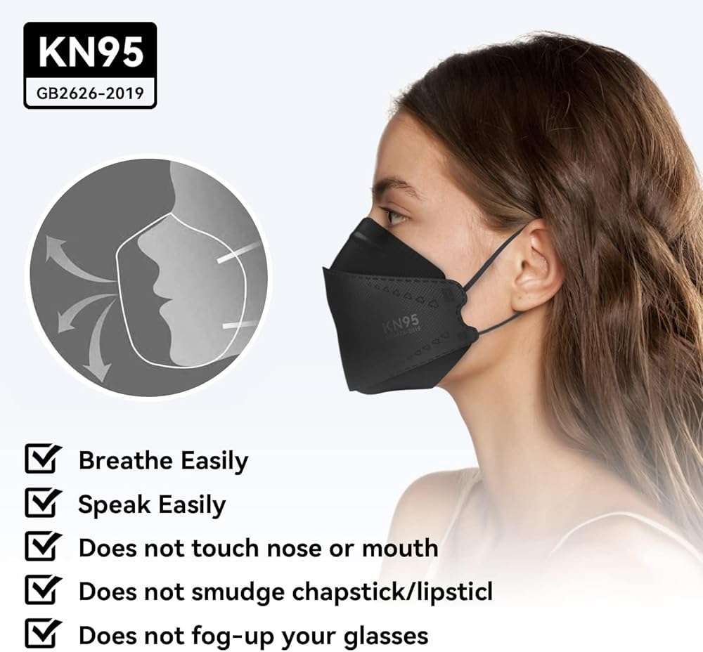 Keangs KN95 Face Masks 50 Pack, Soft and Comfortable Disposable Face Masks for Adults And Teens, Black - Image 5