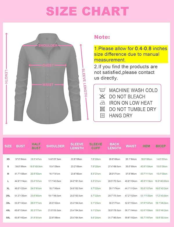 siliteelon Women's Button Down Shirts Long Sleeve Dress Shirts Wrinkle Free Collared Work Office Solid Blouses Corset Tops - Image 5