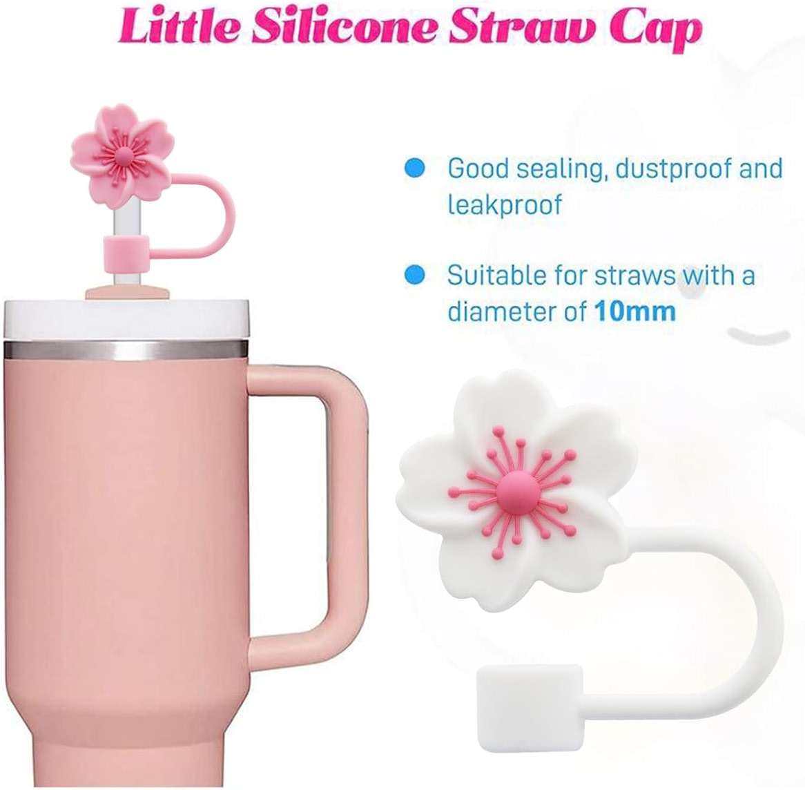 Straw Cover Cap for Stanley Cup,Silicone Straw Topper 10 mm 0.4 in Reusable Straw Tips Lids,Straw Tip Covers for Stanley Cups Accessories - Image 4