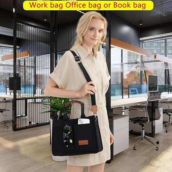 ZHMO Canvas Tote Bag for Women,Women's Bags Crossbody Bags Work Laptop Tote Bag Large Handbags Purse for Travel Nurse Teacher - Image 6