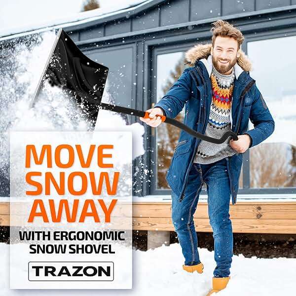 Snow Shovel Heavy Duty for Driveway with Ergonomic Handle to Use Without Backpain for Home Garage Car - Snow Shovel with 18 Inch Blade Large Capacity and 60 Inch Long Ergonomic Handle (Black) - Image 7