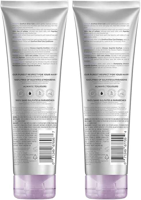 L'Oreal Paris EverPure Silver Care Sulfate Free Shampoo and Conditioner Set, Nourishing Vegan Formula with Peptides for Brightening Gray Hair, 1 Kit - Image 11