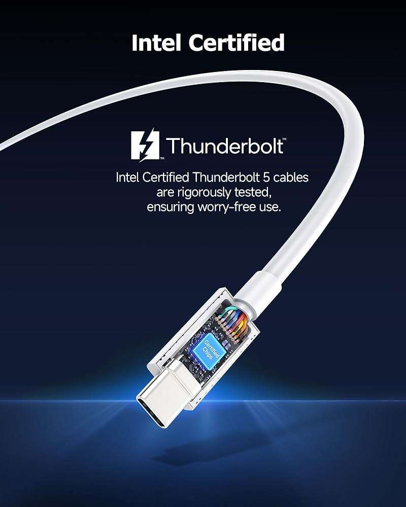 Cable Matters [Intel Certified] 80Gbps Thunderbolt 5 Cable with up to 120Gbps Bandwidth Boost and 240W Charging - 1m / 3.3ft, Compatible with Thunderbolt 4, USB4, and USB C, White - Image 3