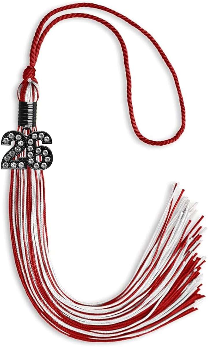 Endea Graduation Mixed Double Color Tassel with Black Bling Charm (Red/White, 2026) - Image 1