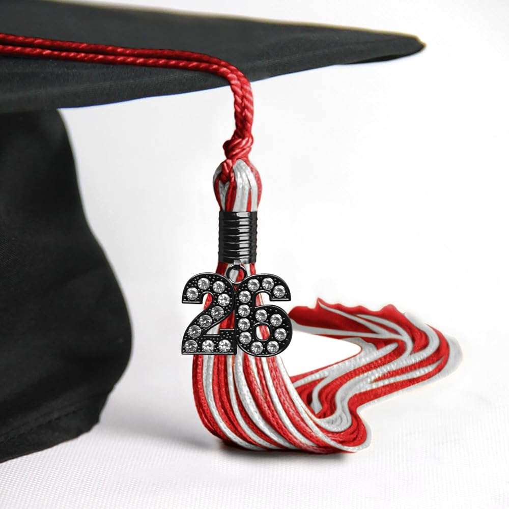 Endea Graduation Mixed Double Color Tassel with Black Bling Charm (Red/White, 2026) - Image 5