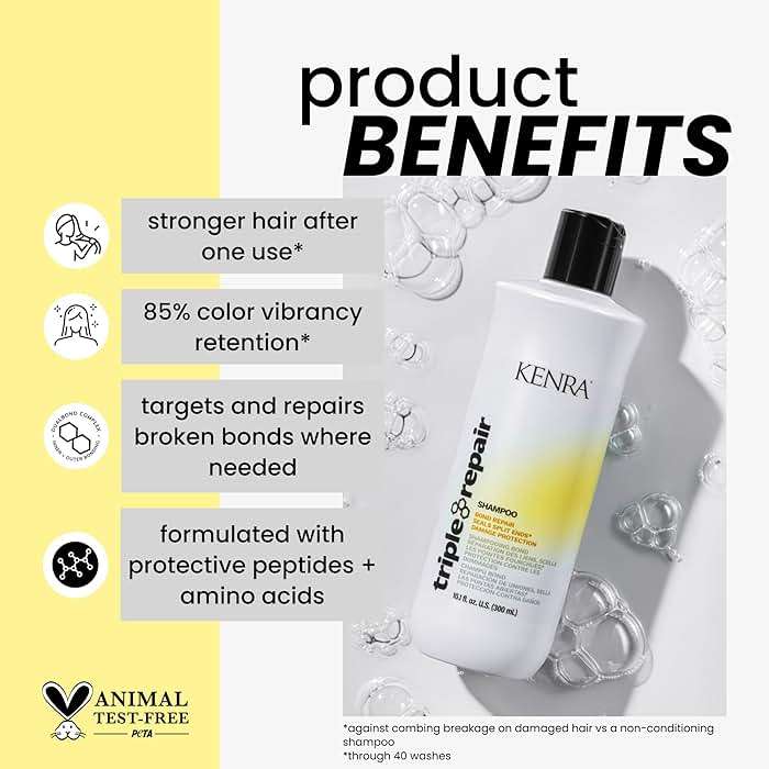 Kenra Triple Repair Shampoo | Targets & Repairs Weak or Broken Bonds | Split Ends | Damaged Hair | Bond Builder | Sulfate-Free - Image 2