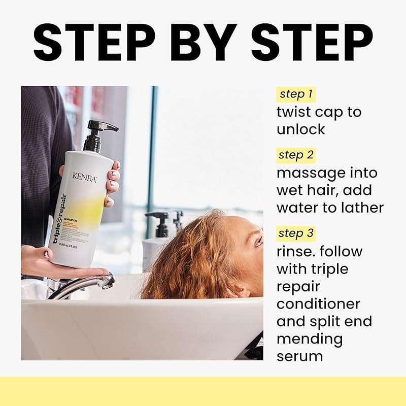 Kenra Triple Repair Shampoo | Targets & Repairs Weak or Broken Bonds | Split Ends | Damaged Hair | Bond Builder | Sulfate-Free - Image 3