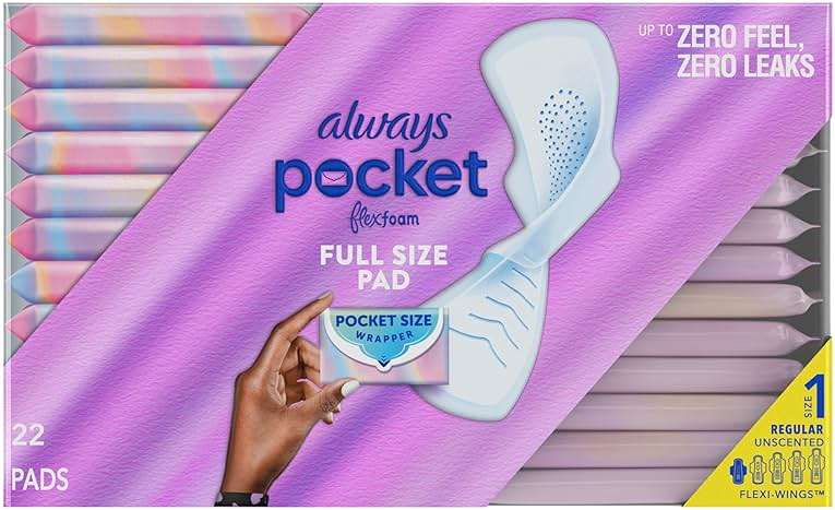 Always Pocket Flexfoam Pads, Size 1, Regular, with Wings, 22 Count - Image 10