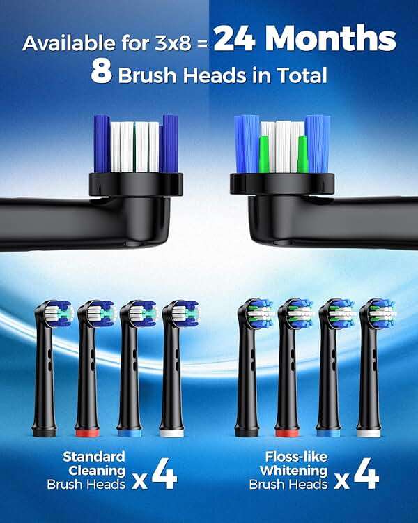 TEETHEORY Rotating Electric Toothbrush for Adults with 8 Brush Heads (2 Types), 4 Modes Deep Clean Electric Toothbrush with Rechargeable Power and 2 Min Smart Timer Black - Image 4
