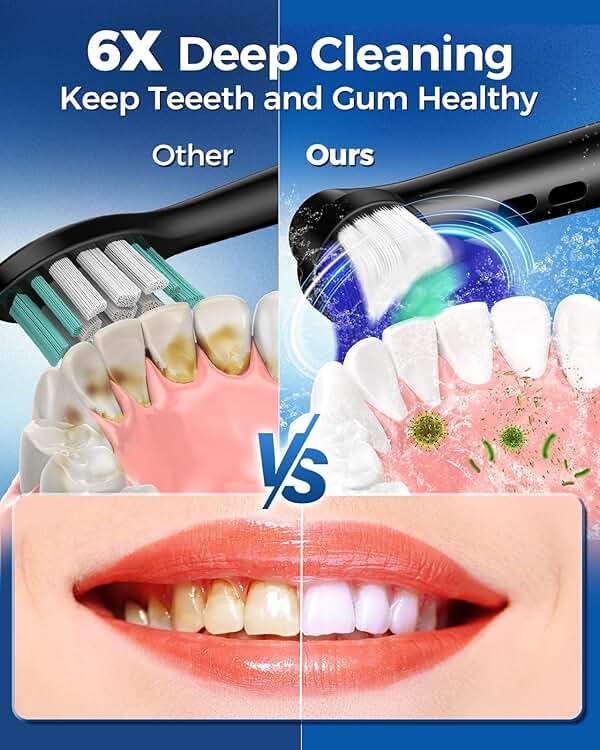 TEETHEORY Rotating Electric Toothbrush for Adults with 8 Brush Heads (2 Types), 4 Modes Deep Clean Electric Toothbrush with Rechargeable Power and 2 Min Smart Timer Black - Image 5