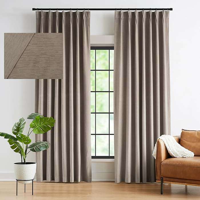 Kayne Studio Back Tab Velvet Pinch Pleated Curtains 84 Inch Long,Room Darkening Thermal Insulated Noise Reducing Window Treatments Drapes for Living Room, Mocha Tan,22 Hooks,2 Panels,38" x 84" - Image 1