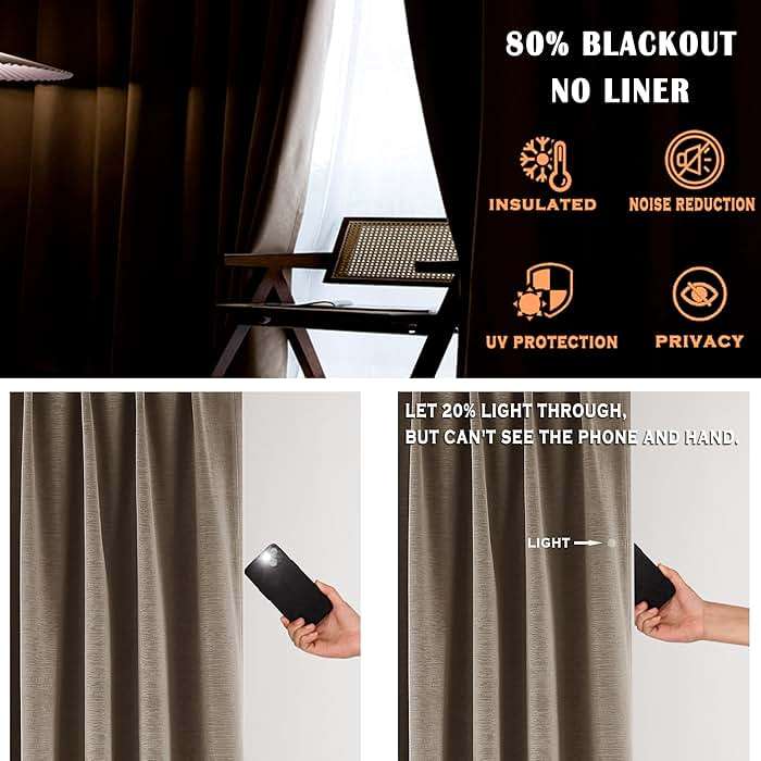 Kayne Studio Back Tab Velvet Pinch Pleated Curtains 84 Inch Long,Room Darkening Thermal Insulated Noise Reducing Window Treatments Drapes for Living Room, Mocha Tan,22 Hooks,2 Panels,38" x 84" - Image 5
