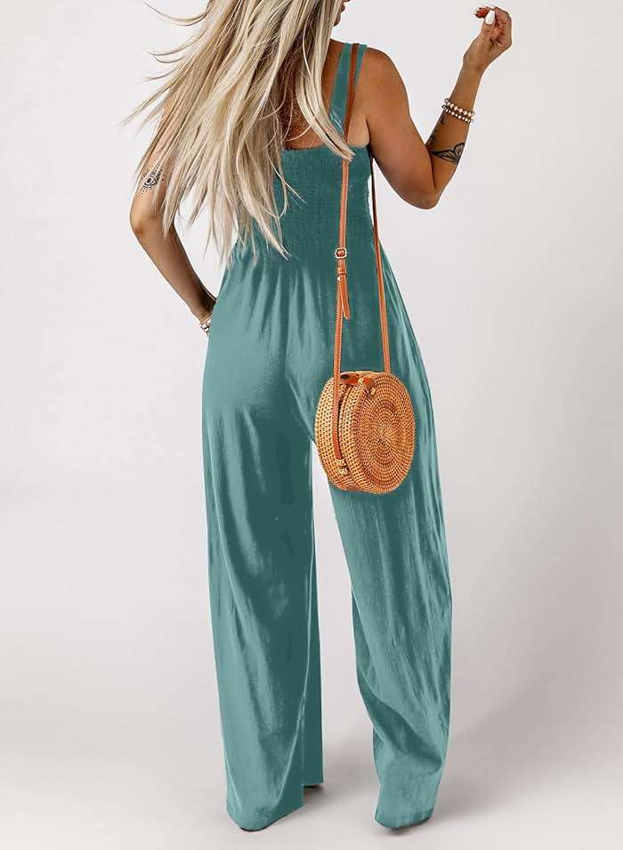 Dokotoo Women's Casual Loose Overalls Jumpsuits One Piece Sleeveless Wide Leg Long Pant Rompers With Pockets - Image 4