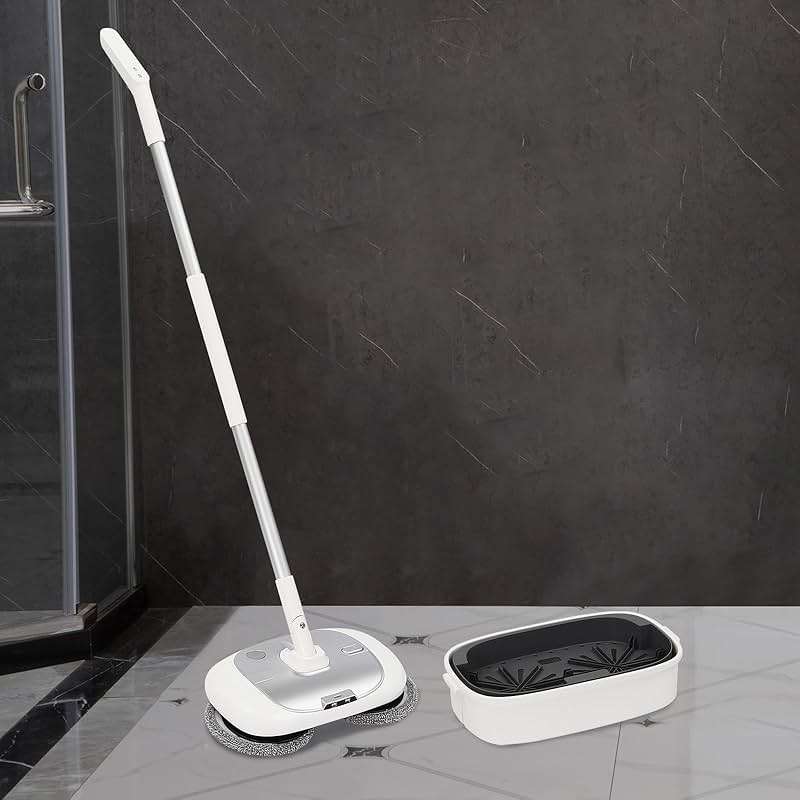Cordless Electric Mop Floor Cleaner Machine with a Cleaning Bucket Lightweight & Rechargeable Floor Scrubber for Cleaning Silver & White - Image 5
