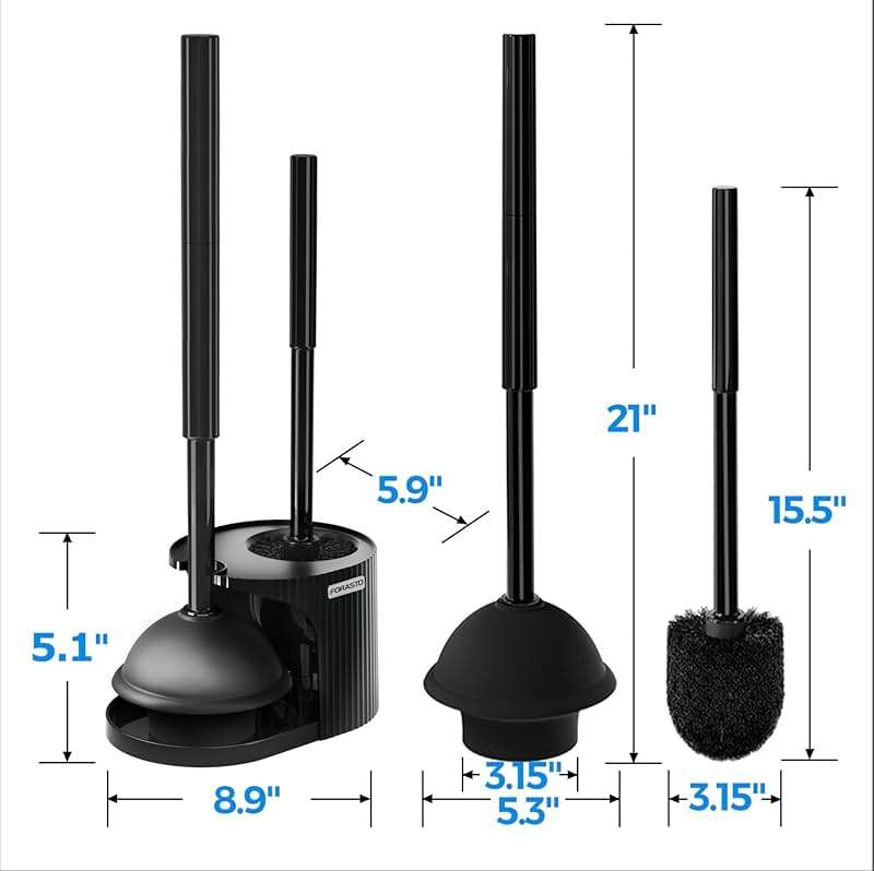FORASTO 2Pack 2 in 1 Toilet Brush and Plunger Set, Extended Handle Plunger,Toilet Bowl Brush Plunger Set,Bathroom Cleaning Tools,Toilet Brush Plunger Combo,Cleaning Brush,Cleaning Supplies - Image 2