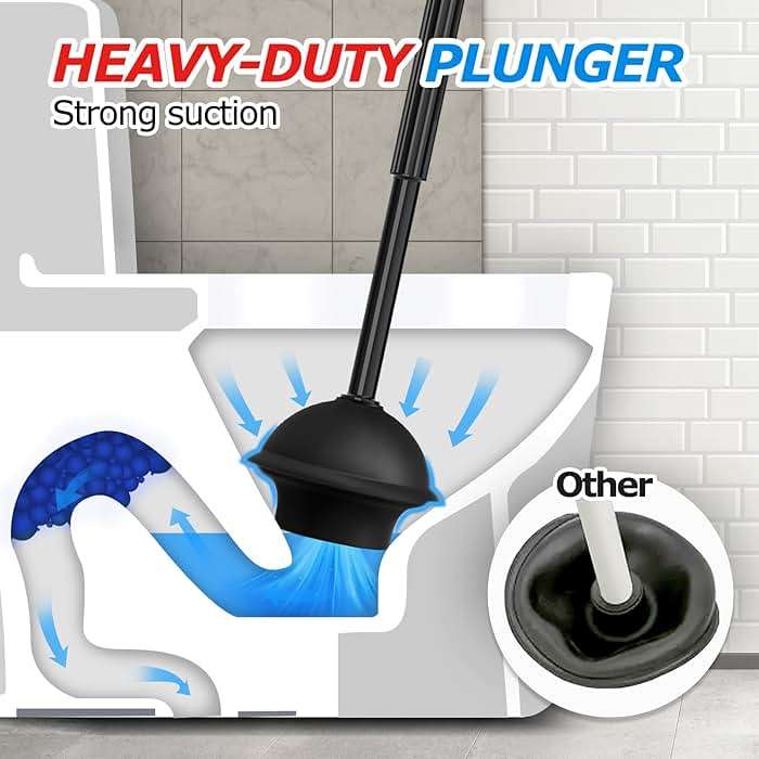 FORASTO 2Pack 2 in 1 Toilet Brush and Plunger Set, Extended Handle Plunger,Toilet Bowl Brush Plunger Set,Bathroom Cleaning Tools,Toilet Brush Plunger Combo,Cleaning Brush,Cleaning Supplies - Image 4
