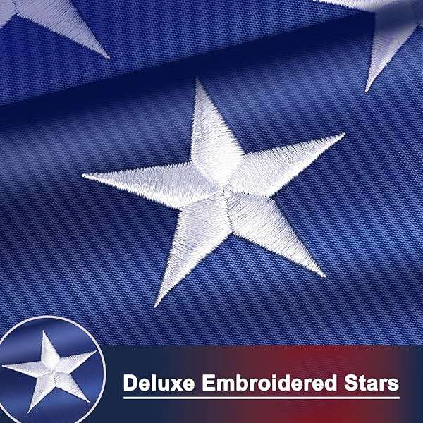 American Flag 4x6 FT Outdoor Heavy Duty, Premium USA Flags 4x6 FT 420D Nylon, Fade Resistant American Flags 4x6 for Outside Longest Lasting, US Flag with Embroidered Stars, Brass Grommets, Sewn Stripes - Image 3