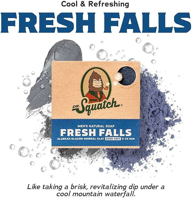 Dr. Squatch Natural Men’s Bar Soap - Cold Process Body Soap Bar with Natural Oils - Gifts for Men - Fresh Falls (5 oz, 5-Pack) - Image 2