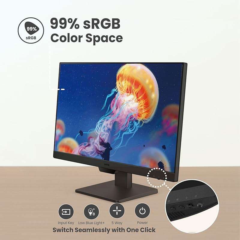 BenQ GW2490 24" Computer Monitor 100Hz FHD 1920x1080p IPS Eye-Care Tech VESA Mount Thin Bezel Low Blue Light Adaptive Brightness Wall Mount Built-in Speakers DisplayPort HDMI Port2 - Image 6