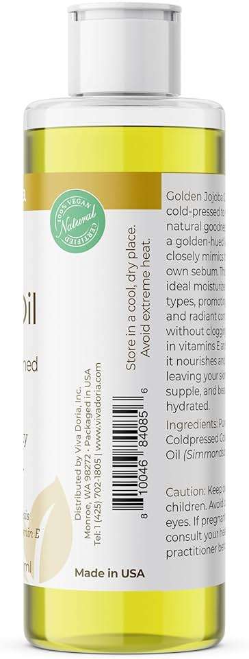 Viva Doria Golden Jojoba Oil - 8 fl oz for Hair, Skin, Nails, and More - 100% Pure Unrefined, Deeply Moisturizing Anti-Aging Oil for Men and Women - Image 4