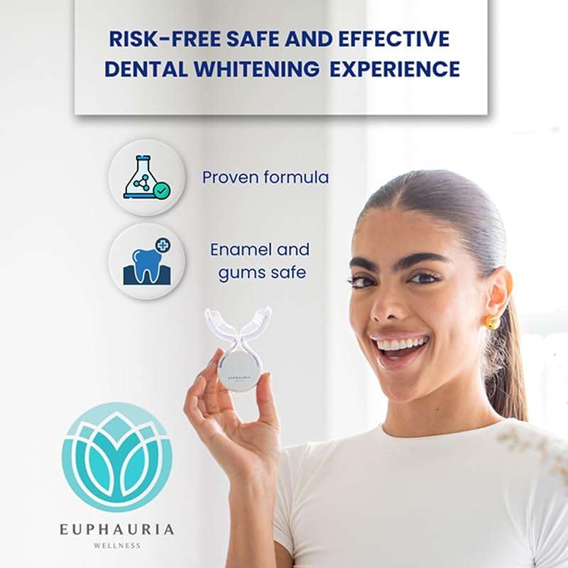 Euphauria Teeth Whitening Kit – Red & Blue LED Light, 12% HP Gel Pens (Pack of 3), Sensitive & Enamel Safe, Rechargeable Wireless, At-Home Results with Carrying Case - Image 5
